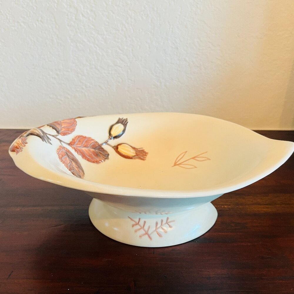 Vintage 1950s CarltonWare Hand Painted Hazelnut Footed Bowl Cottagecore Boho